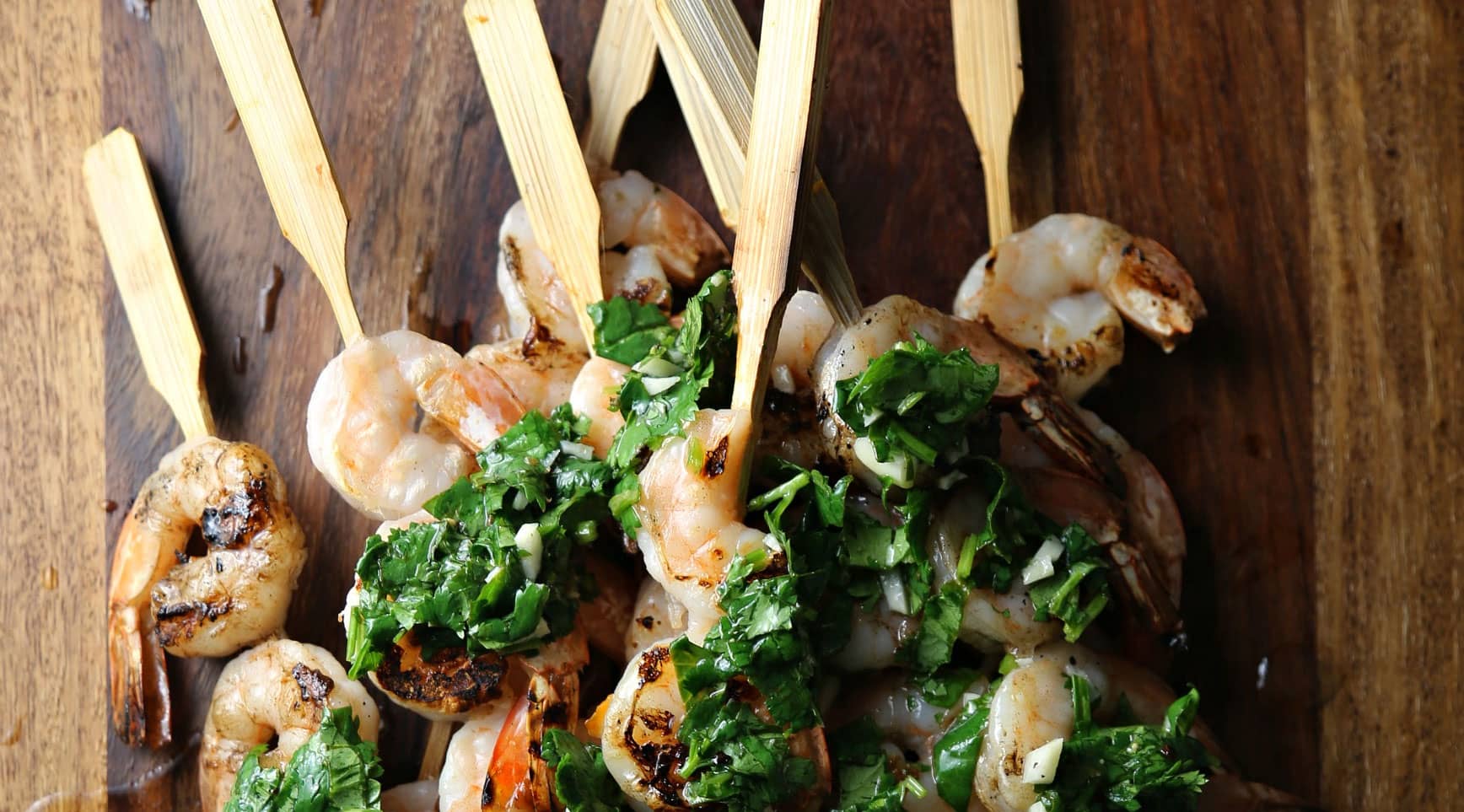 Grilled shrimp with cilantro salsa Verde