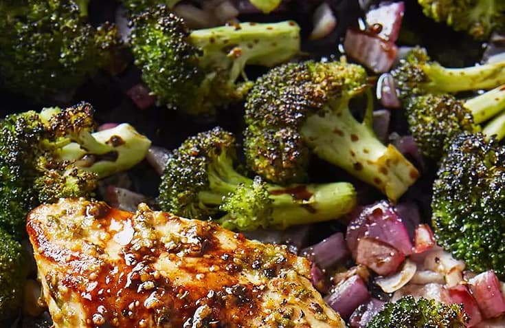 Skillet-roasted Chicken And Broccoli With Mustard-Rosemary Pan Sauce: